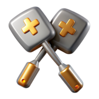 gorgeous modern Defibrillator paddles, metallic, with insulatehandles, render, dramatic lighting, top-down view, isolateon transparent background,high-resolution product photography luxury png