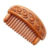 fascinating dynamic art deco A wooden hair comb with carvedetails, polishefinish, studio lighting, side view, with transparent background,high-resolution product photography precision png