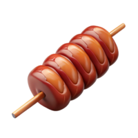 reflective radiant Beef kebab skewer, medium-rare, glistening with juices, dramatic lighting, detaileillustration, isolateon transparent background,high-resolution product photography ultra HD png