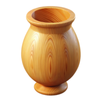 splendiethereal organic Wooden vase, carvefrom a single piece of wood, natural finish, soft lighting, side view, isolateon transparent background,high-resolution product photography precision png