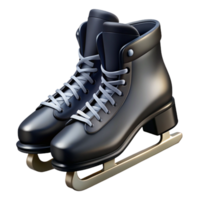 rare futuristic Pair of black ice skates, sharp blades, laceup, studio lighting, side view, minimalist style, isolateon transparent background,high-resolution product photography original png