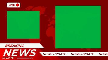 Breaking News frame Update New running text s 4K with Green Screen Background video