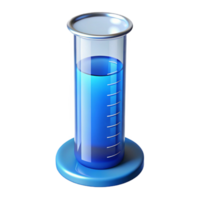peaceful impressive Glass graduatecylinder with blue liquid, precise measurements, soft lighting, front view, detaileillustration, with transparent background,high-resolution product photography crisp png