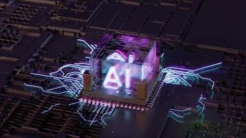 AI Processor Activating with Glowing Circuit Connections - Digital Fault video
