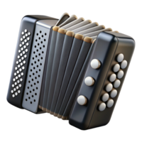 playful hypnotic Accordion with black bellows, pearl buttons, anchrome accents, studio lighting, isolateon transparent background,high-resolution product photography expertly shot png