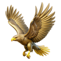 sumptuous distinctive Golden eagle in flight, wings fully extended, detailefeather movement, soft lighting, side view, isolateon transparent background,high-resolution product photography png