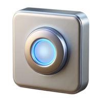 captivating signature Modern doorbell button, brushealuminum, illuminatering, soft lighting, top-down view, isolateon transparent background,high-resolution product photography png