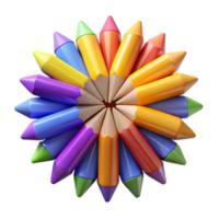 dynamic beautiful Set of colorepencils, sharpenetips, arrangein a fan shape, studio lighting, top-down view, isolateon transparent background,high-resolution product photography flawless png