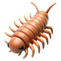 majestic energetic rustic Centipede with numerous legs, segmentebody, detailehead, soft lighting, front view, render, with transparent background,high-resolution product photography impeccable png