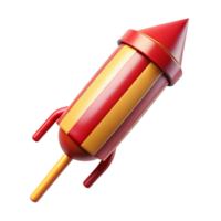 spectacular organic Single firework rocket, reangolstripes, fuse visible, matte finish, dramatic lighting, isolateon transparent background,high-resolution product photography masterfully captured png