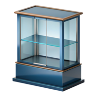 dynamic spectacular Glass display cabinet, mirroreback, adjustable shelves, studio lighting, front view, isolateon transparent background,high-resolution product photography authentic png
