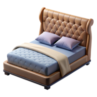 splendiharmonious minimalist Queen size beframe, upholstereheadboard, tuftefabric, soft lighting, front view, isolateon transparent background,high-resolution product photography impeccable png