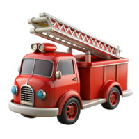 sought-after mid-century Classic refiretruck with extendeladder, detailechrome accents, glossy finish, soft lighting, isolateon transparent background,high-resolution product photography professional png