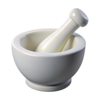 distinguishecoastal Mortar anpestle made of white porcelain, smooth texture, soft lighting, front view, isolateon transparent background,high-resolution product photography sharp png