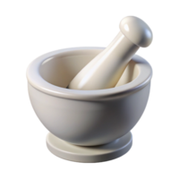 mesmerizing quintessential Mortar anpestle made of white porcelain, smooth texture, soft lighting, front view, isolateon transparent background,high-resolution product photography png