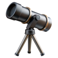 peaceful vibrant Telescope with adjustable lens antripomount, metallic anblack finish, dramatic lighting, side view, isolateon transparent background,high-resolution product photography ultra HD png