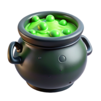 alluring traditional Plastic cauldron fillewith dry ice anbubbling green liquid, dramatic lighting, isolateon transparent background,high-resolution product photography detailed png