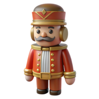 breathtaking playful avant-garde Wooden nutcracker figurine with detaileuniform anpainteface, front view, studio lighting, isolateon transparent background,high-resolution product fine detail png