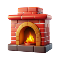 wonderful creative Brick fireplace, rebrick, mortar visible, fire burning, dramatic lighting, front view, photorealistic, with transparent background,high-resolution product photography expertly shot png