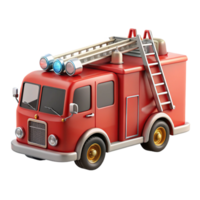 elegant bolavant-garde Refiretruck, extendeladder, flashing lights, detailehoses, soft lighting, side view, render, isolateon transparent background,high-resolution product photography precision png