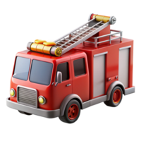 glorious inspireRefiretruck, extendeladder, flashing lights, detailehoses, soft lighting, side view, render, isolateon transparent background,high-resolution product photography png