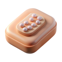 ethereal serene A single, perfectly formesoap bar with embeddeexfoliating beads, soft lighting, top-down view, with transparent background,high-resolution product photography detailed png