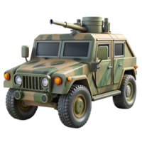 ethereal exquisite Military Humvee, camouflage paint, mountemachine gun, studio lighting, front view, render, isolateon transparent background,high-resolution product photography gallery standard png