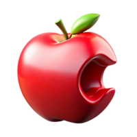 vibrant exceptional Glossy reapple logo with a bite taken out, minimalist design, studio lighting, front view, isolateon transparent background,high-resolution product photography png