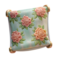 fascinating iconic Square tapestry with a floral pattern in pastel colors, texturelinen, studio lighting, front view, isolateon transparent background,high-resolution product photography png