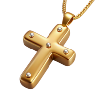 vibrant renaissance Golcross pendant necklace with inlaidiamonds, glossy finish, studio lighting, product shot, isolateon transparent background,high-resolution product photography elite png