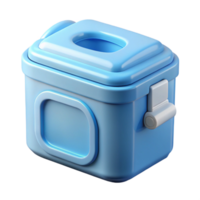 beautiful standout Portable toilet, light blue plastic, closelid, studio lighting, front view, isolateon transparent background,high-resolution product photography png