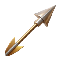 splendiacclaimeSingle archery arrow with metal tip anfletching, metallic finish, studio lighting, side view, with transparent background,high-resolution product photography png