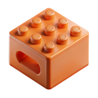 inspired organic Concept art style, isolated cutout of a single, D-printed, bio-plastic building brick with Transparent Background masterfully captured png