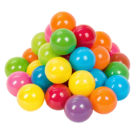A vibrant pile of colorful glosy spheres elvokes on transparent background png