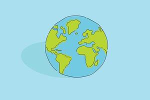 blue water and green continents earth globe with shadow hand drawn illustration isolated blue background,Artistic Globe, Planet Earth, Earth Sketch,Isolated Globe,Earth Drawing for earth day vector