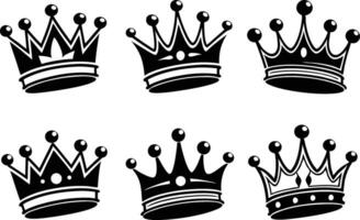 Royal Crown Icons in Bold Black Silhouette Style vector