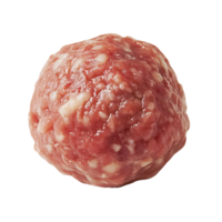 A close-up of a single raw meatball placed on a pristine surface, isolated on transparent Background png