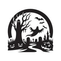 haunted halloween art design vector