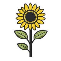 Elegant Sunflogower Icon Lin Isolated Clipart on White Background vector