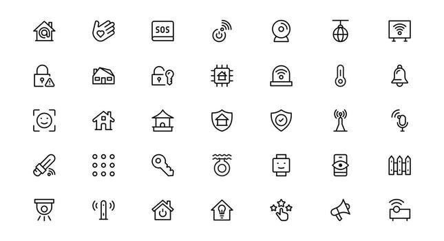 Home Automation Projects with Sleek and Modern Icons Pack set. Includes Everything You Need for Smart Homes, Device Control, and Automation Solutions. vector