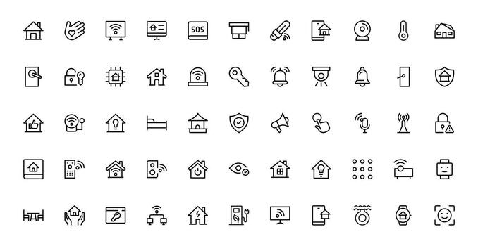 Home Automation Projects with Sleek and Modern Icons set. Includes Everything You Need for Smart Homes, Device Control, and Automation Solutions. vector