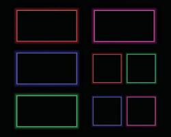 Neon Rectangle and square shape Frame - Glowing Red and Blue Design vector