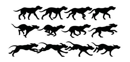 Silhouette set of dogs running in motion design vector