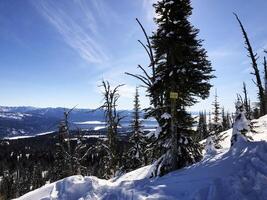 View from above the slope. Ski area and views of Brundage Mountain ski resort. photo