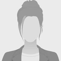 Monochrome avatar defoult photo placeholder abstract portrait of woman with bun and blazer, minimalist design representing anonymous identity, on light gray background vector