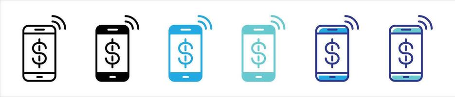 mobile payment icon set. mobile payment thin line and color style icon vector