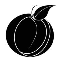 Peach with Leaf and Slice Silhouette vector