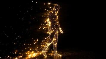 This shimmering particle figure embodies biopharma advancements for lifespan enhancement. photo