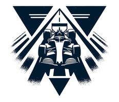 A racing car in a triangle with a black and white background vector