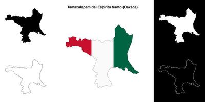 Tamazulapam del Espiritu Santo municipality, Oaxaca outline map set vector